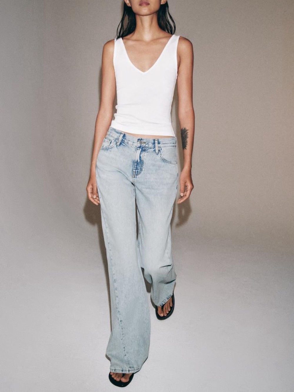Zara Low Rise Straight Flare Jean